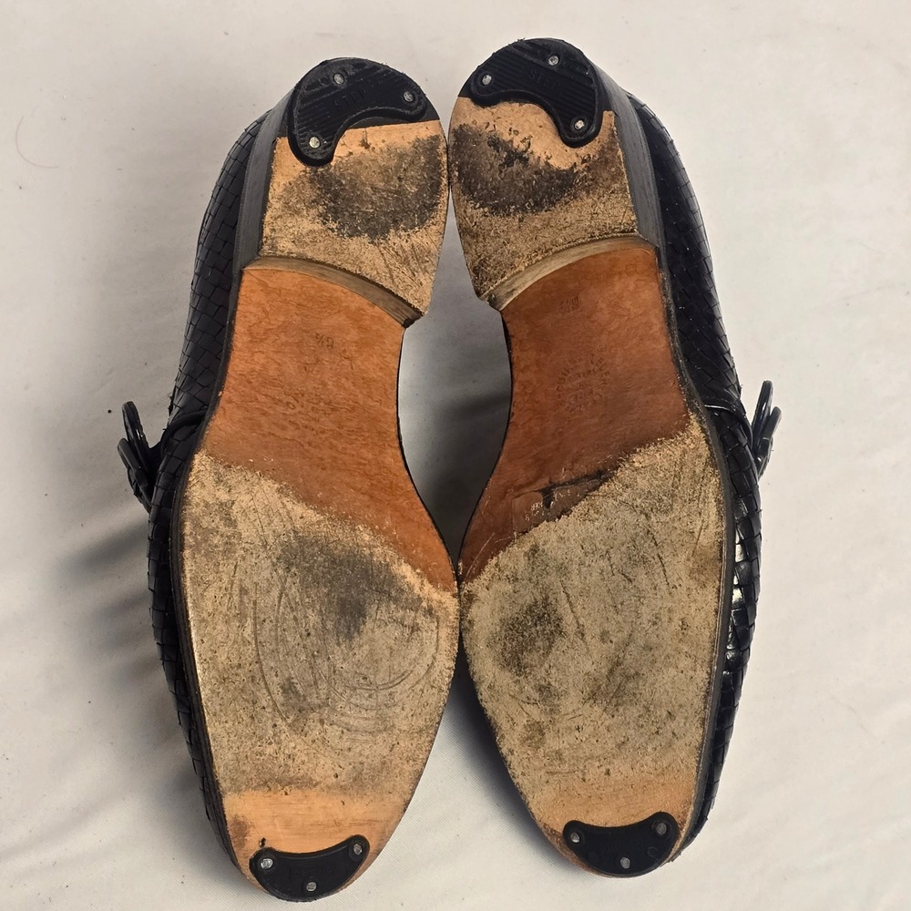 Stephane Kelian Paris Black Woven Leather Monk Strap Shoes Made in France 6.5 - Picture 5 of 14